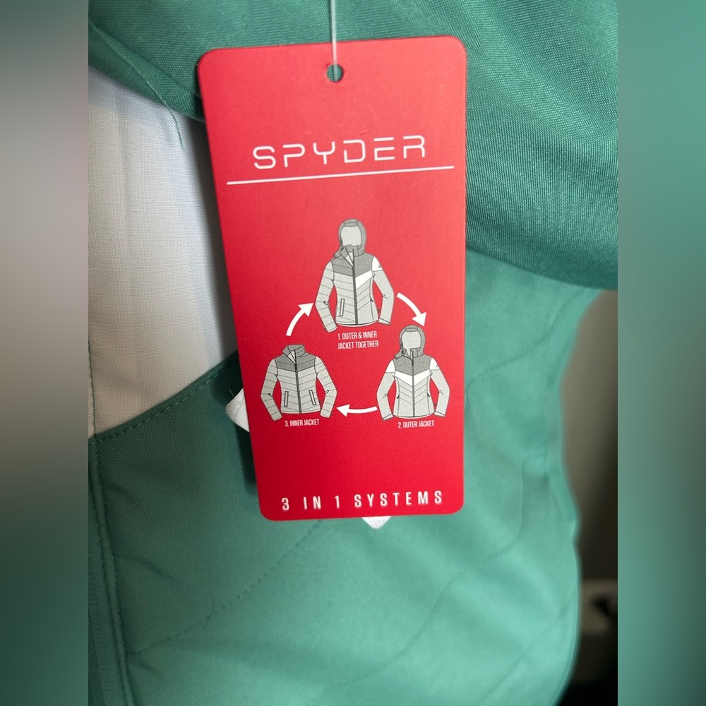 Women’s Spyder 3 in 1 Green n white winter Jacket - Picture 8 of 16